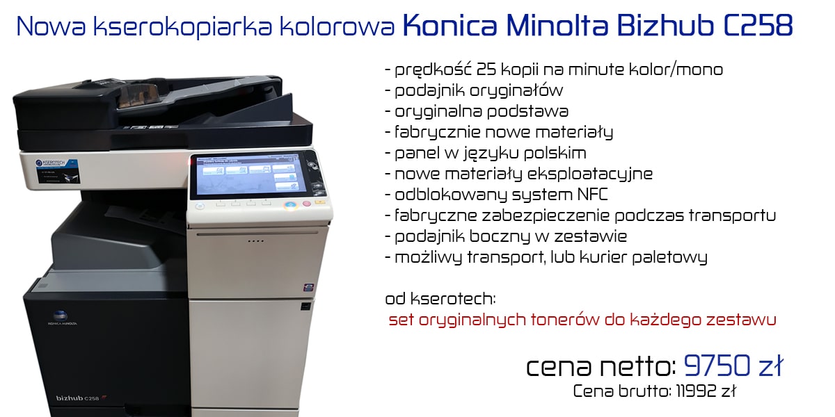 Nowa kserokopiarka kolorowa Bizhub C258